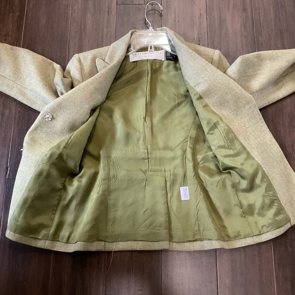 CHARLES NOLAN New York Green Wool Chevron Blazer With Elbow Patches Size 4 - Picture 7 of 9